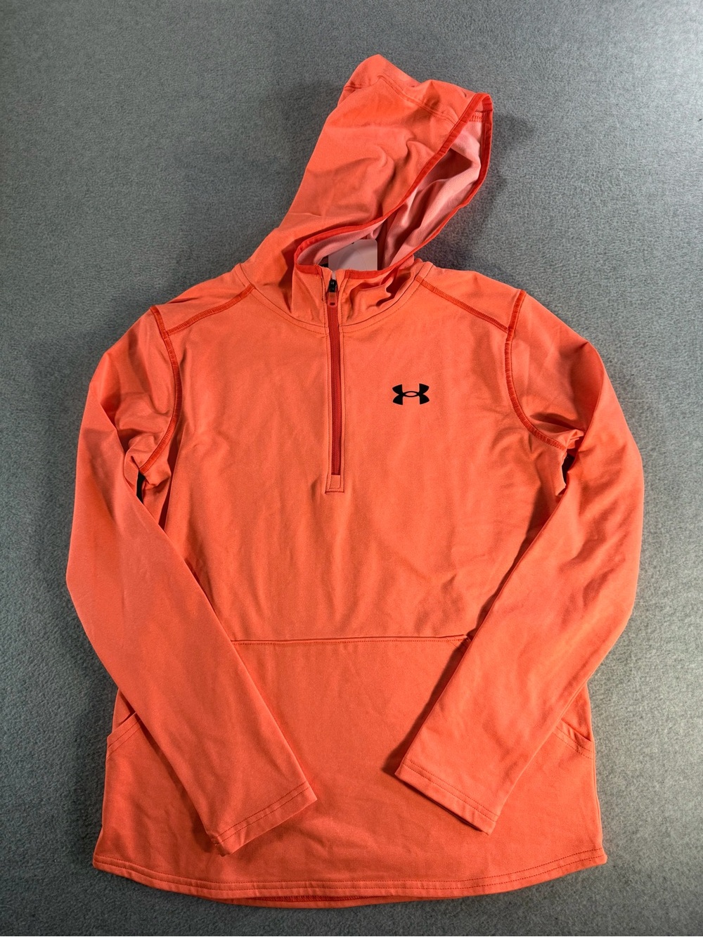 Under Armour Coral-Orange Half-Zip Hooded Pullover
